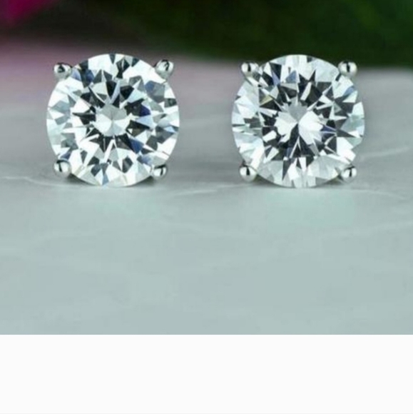 4 Carat Brilliant Round Cut Diamond Stud Earrings New - Picture 3 of 6